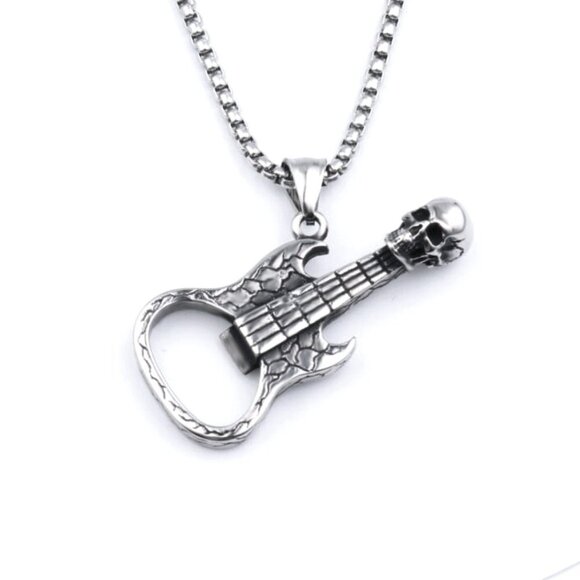 ❤️Music Lover Stainless Steel Guitar Necklace , N90201P102 - Picture 7 of 8